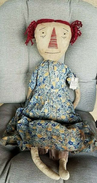 OOAK Artist Made Primitive Cloth Rag Doll LARGE RAGGEDY ANNIE by AMI JONES 4
