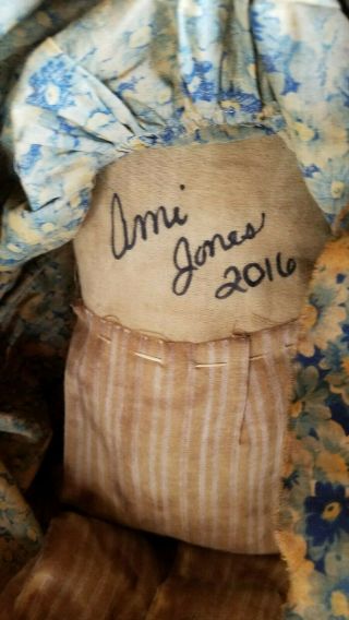 OOAK Artist Made Primitive Cloth Rag Doll LARGE RAGGEDY ANNIE by AMI JONES 6