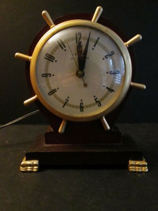 Vintage Eames Mid Modern Era United Ship Wheel Mantle Clock Model 330 Vgc