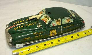 Marx Dick Tracy Squad Car No.  1 With Window Gun,  Tin Windup 11 In.  (10)