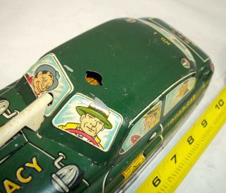 Marx Dick Tracy squad car no.  1 with window gun,  tin windup 11 in.  (10) 5