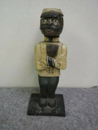 Vintage Carved Wooden Statue Of Man With Handlebar Mustache