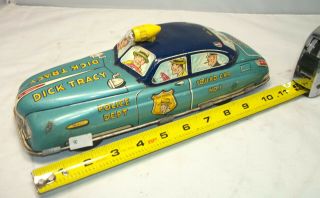 Marx Dick Tracy Squad Car No.  1,  Tin Winup 11 In.  Blue Version (8)