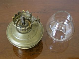 VINTAGE BRASS KELLY,  PIXIE,  NURSEY OIL LAMP & SHADE WEIGHTED BASE 2