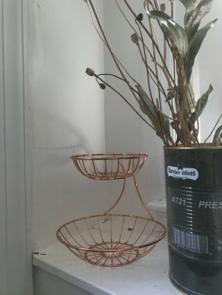 Mid Century Modern Kitchenware,  Vintage Fruit Basket,  Copper Basket