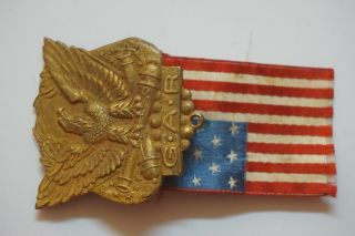 Turn Of The Century Grand Army Of The Republic Medal With Fabric Flag