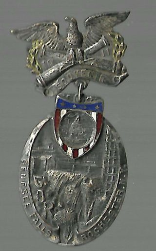 Civil War Veteran G.  A.  R.  Badge Rochester York Color Shield 1911 Cannons Eagl