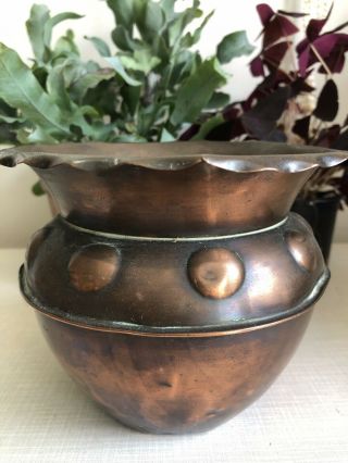 Vintage Copper Planter Pot Arts & Crafts Art Nouveau Jardiniere Succulent Cactus