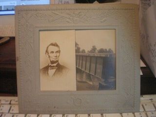Civil War Cdv Of Lincoln With Bridge Photo Civil War Embossed Mat Frame
