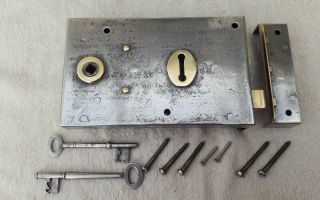Reversible Edwardian Rim Lock With Keep,  2 Keys And Fixing Screws