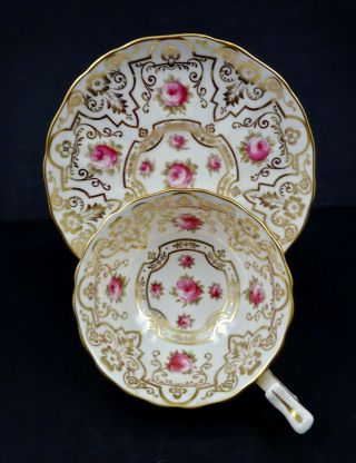 Antique Cauldon Tea Cup & Saucer With Roses