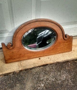 Antique Oak Beveled Mirror For Desk Or Music Cabinet