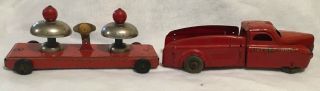 Vintage Buddy L Fire Truck,  Pressed Steel W.  Ringing Bell Trailer,  Rare