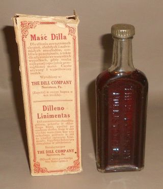 c1926 Antique Quack Medical Bottle Box Dill ' s Liniment Alcohol 65 Norristown PA 3