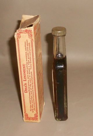 c1926 Antique Quack Medical Bottle Box Dill ' s Liniment Alcohol 65 Norristown PA 4