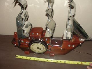 Vintage United Clock Co.  Lighted Mantle Ship Electric Clock