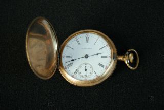 Vintage Waltham A.  W.  W.  Co.  15j 16 Size Full Hunter Cased Pocket Watch Running