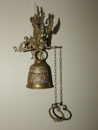 Vtg Brass Bell Vocem Meam A Ovime Tangit Door Knocker Monastery Church