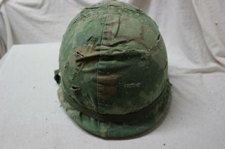 Us Military Issue Vietnam Era M1 Helmet With Liner Mitchell Pattern Cover A43