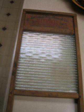 Vintage National Washboard Co.  Wood & Glass Laundry Wash Board 865