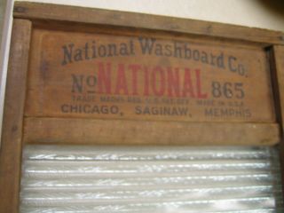 Vintage National Washboard Co.  Wood & Glass Laundry Wash Board 865 3