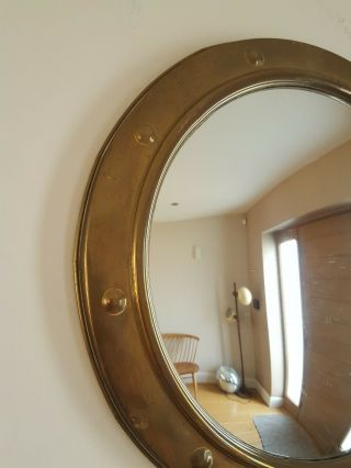 Vintage 1950s brass convex porthole mirror 4
