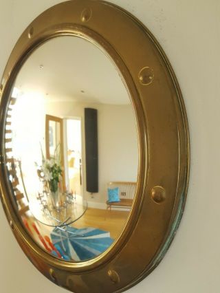 Vintage 1950s brass convex porthole mirror 5