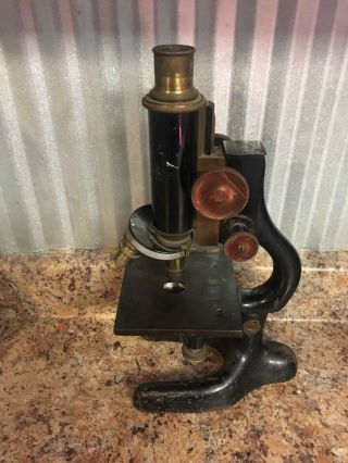 Antique Vintage Pat 1915 Bausch & Lomb Brass Microscope