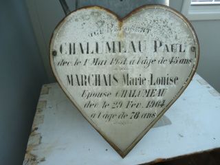 Large,  Vintage,  Circa 1964 " French Heart Memorial Plaque "