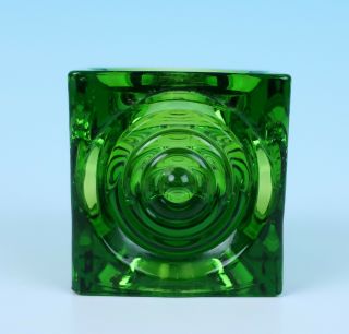 Vintage Viking Glass Green Bullseye Votive Candle Holder 7320 American Art MCM 4