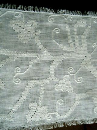 Victorian Antiquetable Runner White Work Embroidery & Needle Lace 18c Italy