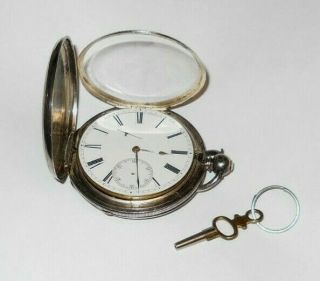 Antique Circa 1870`s Rob Roskell Key - Wind Sliver Pocket Watch,  w/key 3