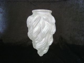 VINTAGE FROSTED GLASS LAMP / LIGHT SHADE - FLAME / TORCH - 7.  5 