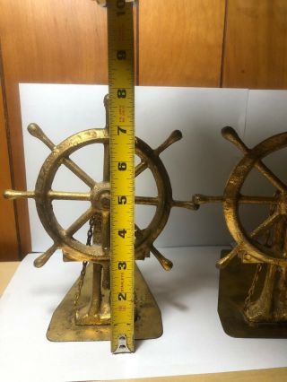 Rare Vintage Mid Century C.  Jere Nautical Bookends Signed Shipwheel 1977 5