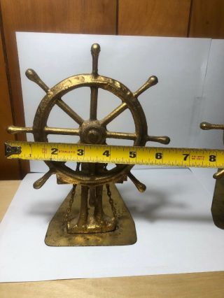 Rare Vintage Mid Century C.  Jere Nautical Bookends Signed Shipwheel 1977 6