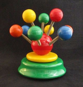 Vintage Kouvalias Wooden Colorful Bubble Ball Wind Up Music Box Made In Greece