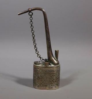 Fine Antique Miniature Chinese Hallmarked Silver Water Smoking Pipe