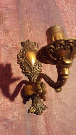 Antique Vintage Brass Wall Sconce Light Lamp Ornate Decorative 4