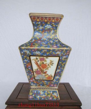 230mm Handmade Painting Cloisonne Porcelain Vase Flower Bird Yongzheng Mark