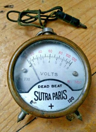 Vintage Volt Meter Gauge - Steampunk Antique Cool Watch Electricity Fob Case