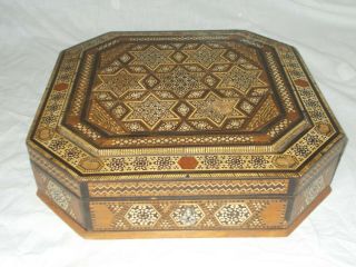 Large Vintage Anglo Indian Vizagapatam Sadeli Micro Mosaic Jewellery Sewing Box