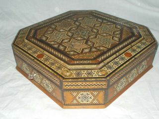 LARGE VINTAGE ANGLO INDIAN VIZAGAPATAM SADELI MICRO MOSAIC JEWELLERY SEWING BOX 5