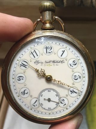 1889 Antique Vtg Elgin Natl Co Gold Filled Engraved Pocket Watch