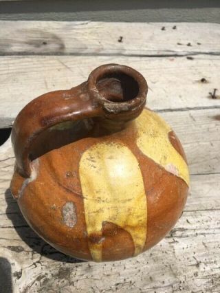 Antique Redware Pottery Jug 19th C 4