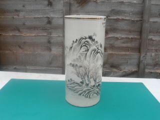 A LARGE CHINESE ANTIQUE CYLINDER VASE LATE 19th CENTURY,  CALLIGRAPHY SCRIPT 2