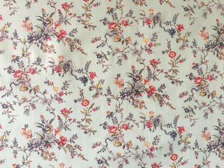 19th C.  French Cotton Printed Floral Fabric (2614)