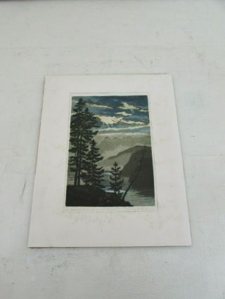 Antique Japanese Woodblock Print With Watercolour Wash,  Signed In Pencil 2