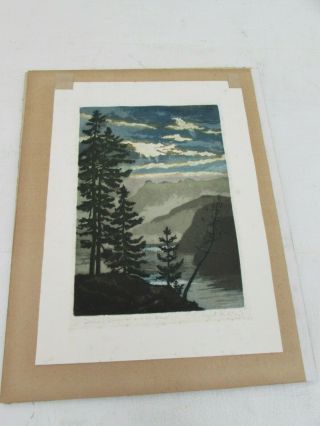 Antique Japanese Woodblock Print With Watercolour Wash,  Signed In Pencil 3