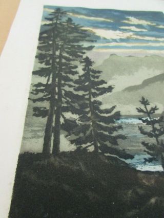 Antique Japanese Woodblock Print With Watercolour Wash,  Signed In Pencil 6