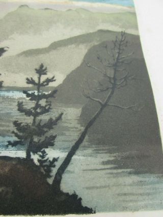 Antique Japanese Woodblock Print With Watercolour Wash,  Signed In Pencil 7